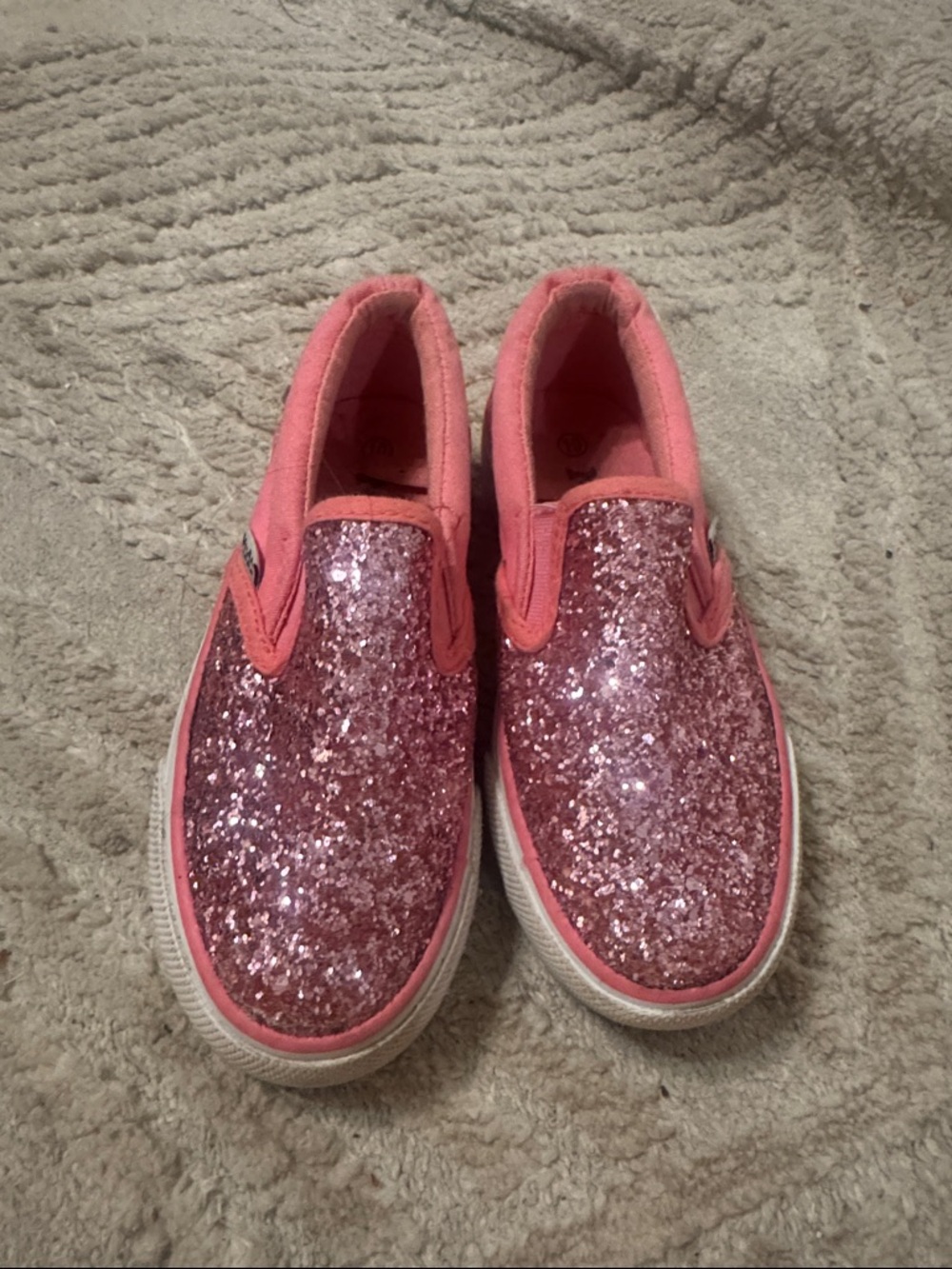 Mudd Girls' Pink Glitter Slip-On Sneakers